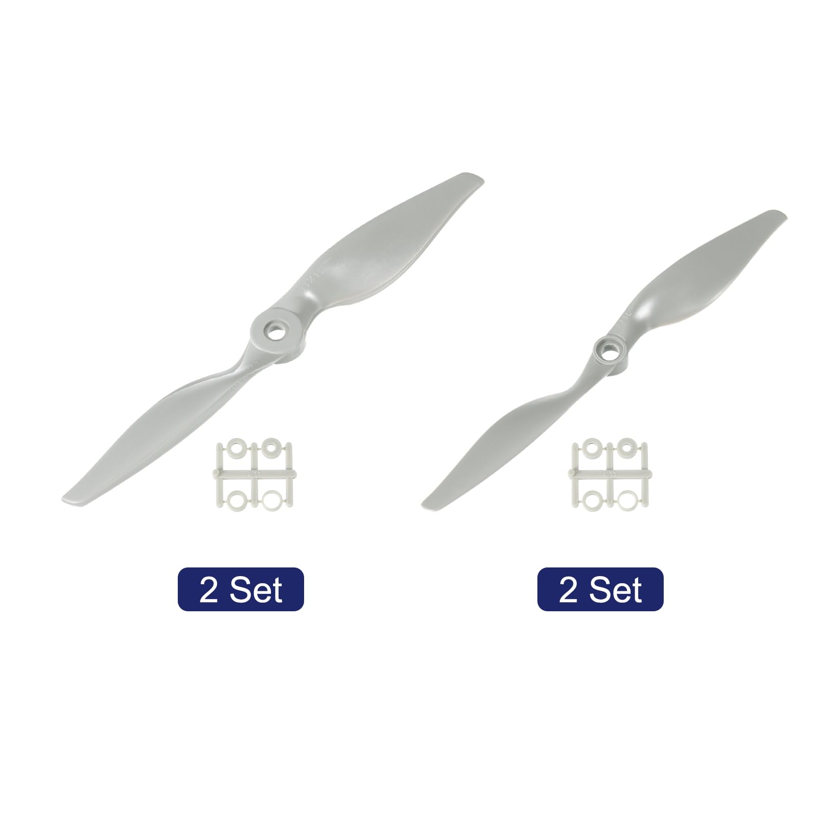 QUARKZMAN 6 Stück 8x6 Zoll Propeller RC Propeller 2-Flügelige Blätter Grau mit Adapterringen für RC Flugzeug Flugzeug Prop Ersatz
