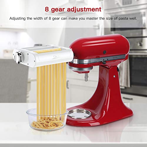 ANTREE Pasta Maker Attachment 3 in 1 Set for KitchenAid Stand Mixers Included Pasta Sheet Roller, Spaghetti Cutter, Fettuccine Cutter Maker Accessories and Cleaning Brush