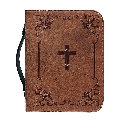 Leather Bible Covers for Women Large Size XL Flowers Study Bible Case Carrying Organizer Church Bag Tote with Handle