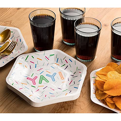 Disposable Plates - 24-Count Paper Plates, Hexagon Plates, Kids Birthday Party Supplies For Appetizer, Lunch, Dinner, And Dessert, 9 X 8 Inches #TOP1