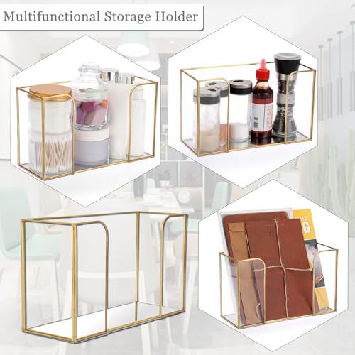 TOLIDA Rectangular Glass Paper Towel Holder - Gold Glass Folded Paper Towel Dispenser for Tabletop Dinner, Hand Towels Holder, Multi-Functional Storage Holder for Cosmetics and Coffee Jars - Image 9