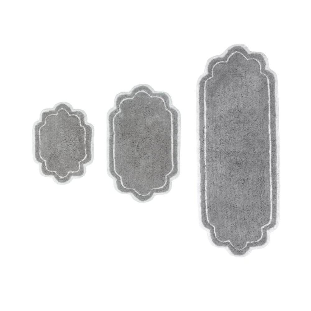 Luxury 100 Cotton Tufted Bath Rugs for Bathroom Set of 3 Ultra Soft Quick Water Absorbent Comfortable Plush