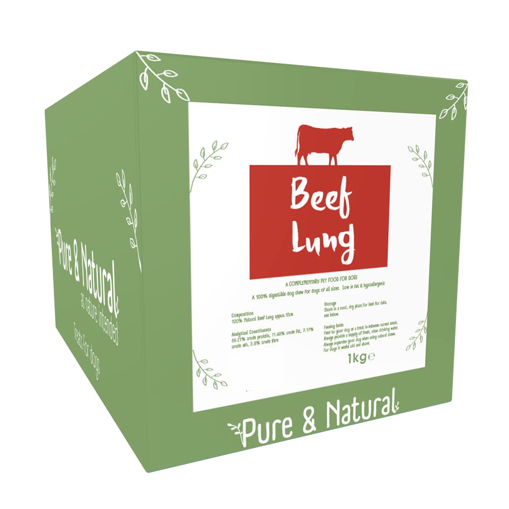 Pure & Natural Beef Lung 12cm – Soft, Chewy, All-Natural Dog Chews Long Lasting, for Puppies to Seniors 1kg Bulk Box