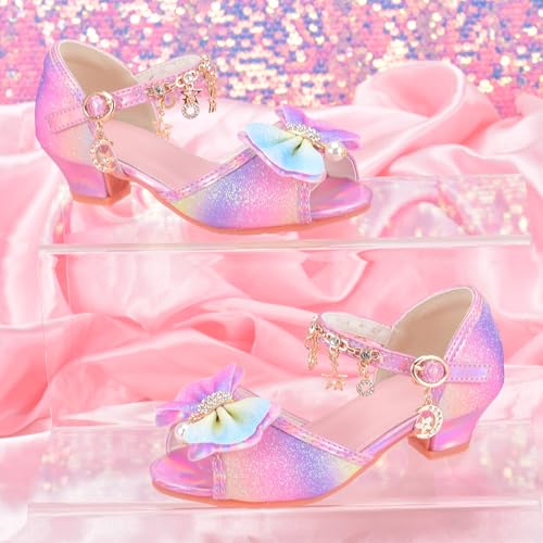 Image of Little Girls Princess Wedding Sandals Children's Crystal High Heels Dress Shoes Performance Evening Party Flower Girl Formal Dress Shoes Toddler Big Kid Toddler