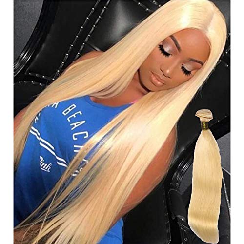 24 Inch Long 613 Blonde Human Hair Bundles For Black Women 100% Real Platinum 613 Blonde Bundles Brazilian Straight Human Hair Weft 613 Unprocessed Human Hair Virgin Remy Blonde Bundles Straight Unit