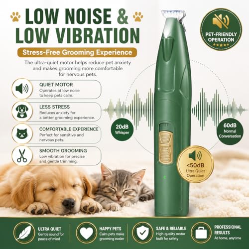 Image of AJIGNA MART Pet Paw Trimmer for Dogs & Cats, Professional Pets Grooming Clipper with LED Light, USB Rechargeable Cordless Low Noise Pet Hair Trimmer for Paw Pads, Face, Eyes, Ears & Sanitary Areas