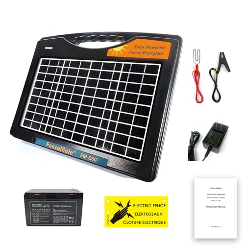 FenceMate Solar Powered Fence Charger 0.65J to 30 Miles for Containment of Livestock, Poultry or Hobby Farming, Portable Electric Fence Charger for Exclusion of Nuisance or Wild Animals Low Impedance