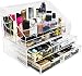 Sorbus Acrylic Cosmetics Makeup Organizer Storage Case Display with Slanted Open Lid-Cosmetic Storage for Makeup, Brushes, Perfumes, Skincare (Style 2 - Slanted Lid Sectional Top with 4 Drawers)