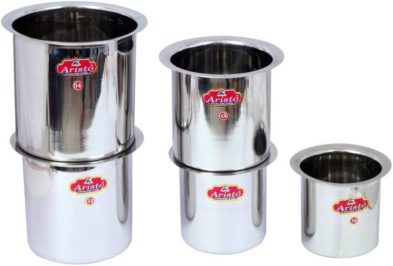 Aristo Stainless Steel Stainless Steel Milk Pot Set (880, 1250, 1600,2200,2800 Mililiters) Silver