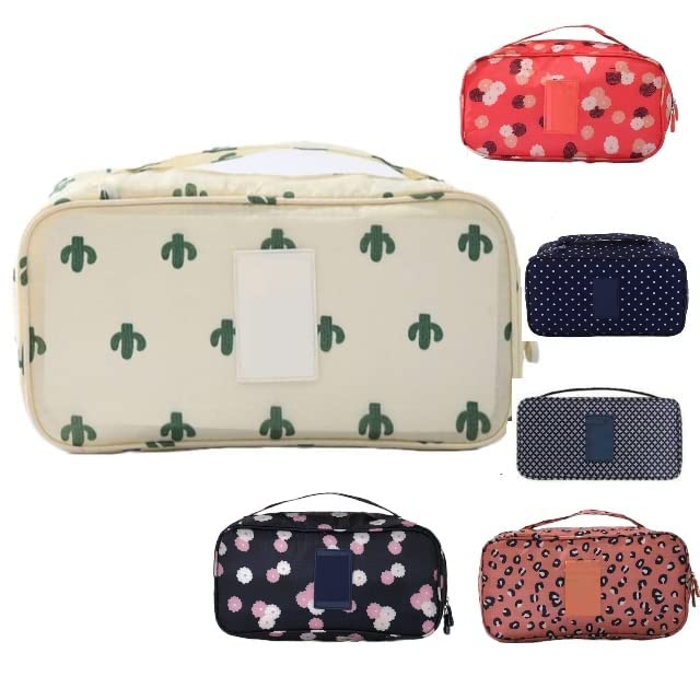 FlywindMultifunctional Organizer || Bra Underwear || Bag Slide Portable || Cosmetic Makeup Lingerie || Toiletry Travel Bag || Zipper Pouch (TSR-Pouch-36-22-N-Dots) (Green Tree)