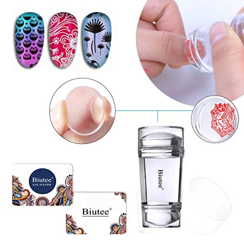 BIUTEE 15Stück Nagelstempel mit Blumen, Nagel Stempel Stamping Schablone Geometrischen Mustern Nail Art Stamping Set mit 1 Stempel 2 Schaber Nail Stamping Plate Nail Art für Nageldesign Maniküre Salon – Bild 5