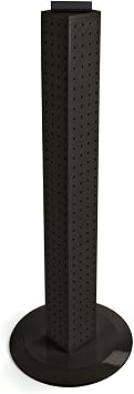 Azar Displays 700223-BLK Pegboard 4-Sided Revolving Counter Display, Black Solid Color