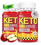 Keto ACV Gummies - 1500mg Apple Cider Vinegar with Mother, Probiotics, Vitamins B6 B12, Organic P...