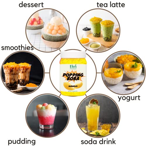 Elo's Premium Popping Boba 0,5 kg (saveur mango) pour thé aux bulles