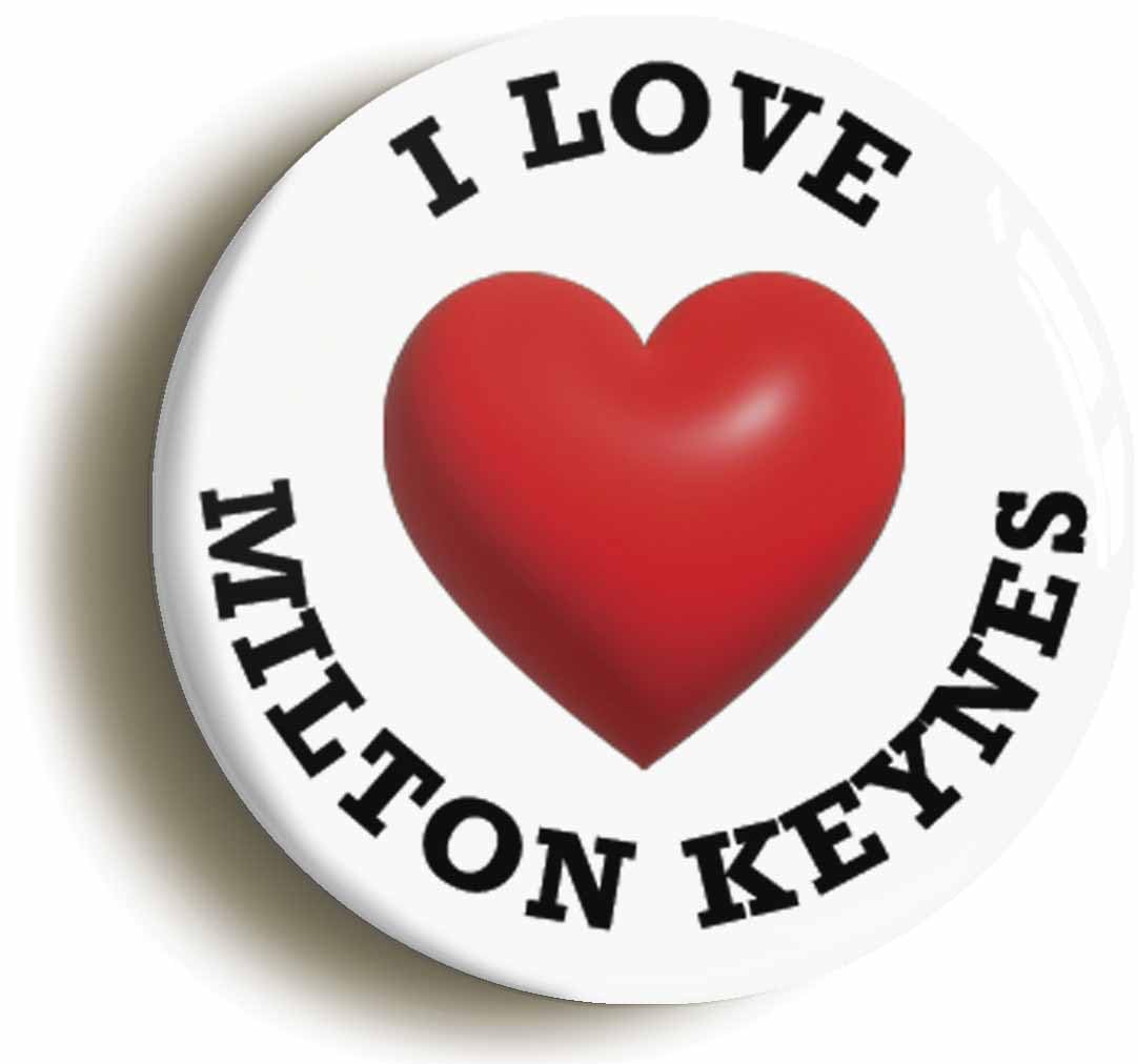 I Heart Love Milton Keynes Location Fridge Magnet (Circular 2inch / 50mm Diameter)