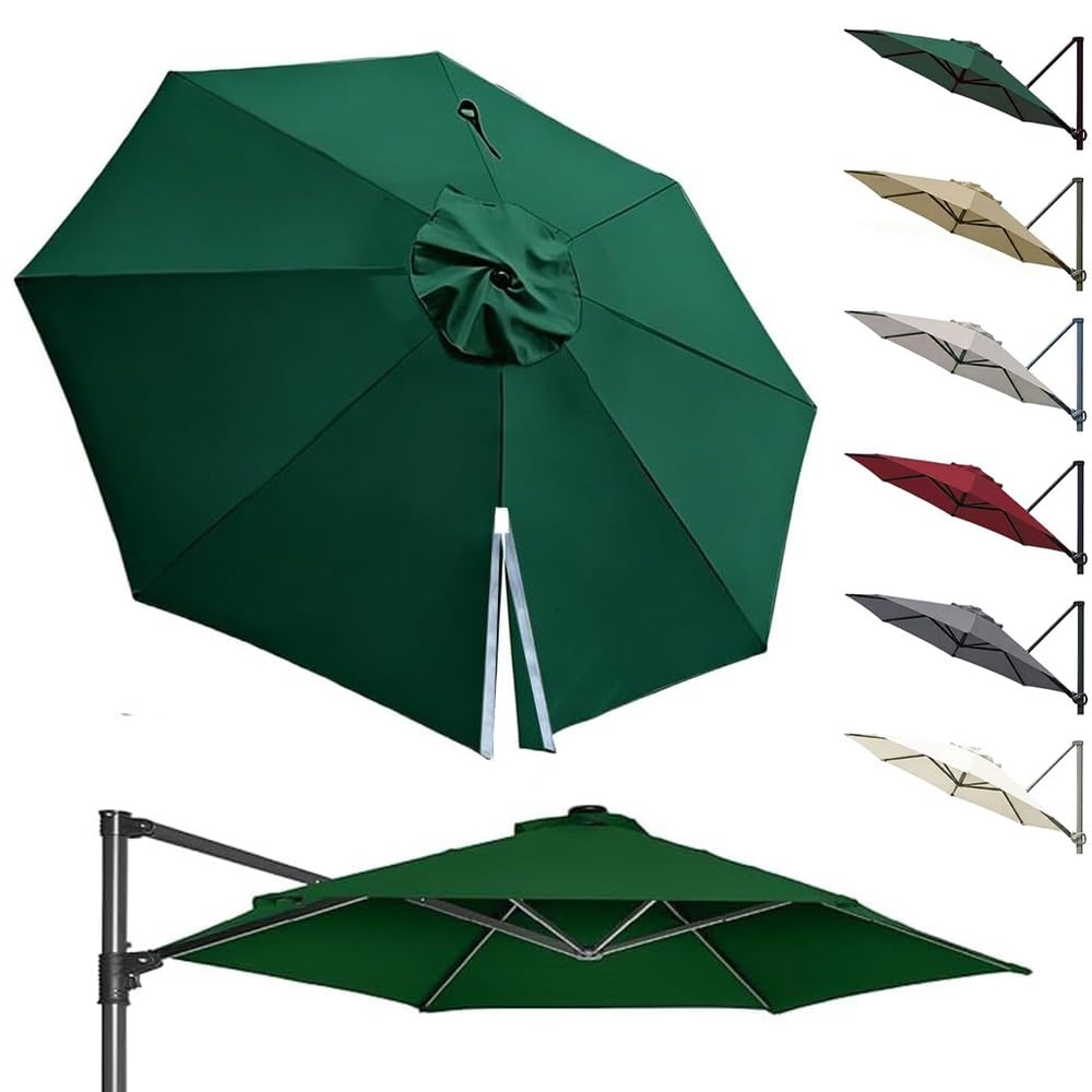 GJPXFR Cantilever Parasol Replacement Canopy For Offset Umbrella 10ft 11ft 11.5ft Round Patio Umbrella Top Cover, Offset Umbrella Top Replacement Cloth(Green,350cm/11.5ft)