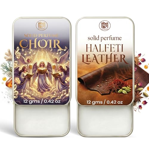 Image of Dr.Mashur Solid Perfume |Choir&Halfeti leather Alcohol Free Wax Perfume Balm, Long Lasting | Pocket Tin 12g, Pack Of 2| Non Greasy Smooth Glide, Travel Friendly Unisex Gifts He Or Her