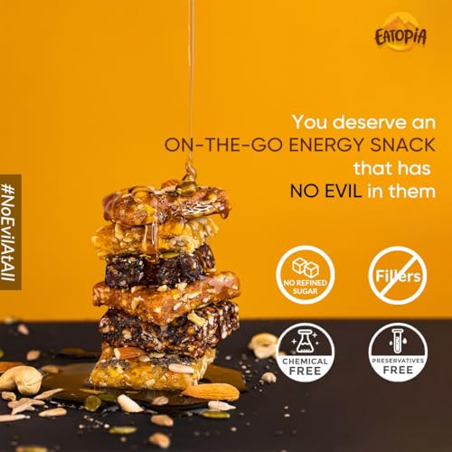 Image of Eatopia Dates & Nuts Fruit Minis|100% Natural Energy Bar, No Preservatives|Sugar Free Healthy Breakfast Snacks|Dry Fruits Protein Bars|Oats & Honey, Nuts & Seeds|Pack Of 1 (3 Minis, 480 Gram)