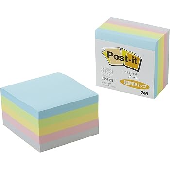 ポストイット 付箋 超徳用 ノート キューブ パステルカラー 75×75mm 450枚 CP-33SE