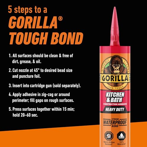 Gorilla Kitchen & Bath Construction Adhesive, White, 9 fl. oz. Cartridge - image 6