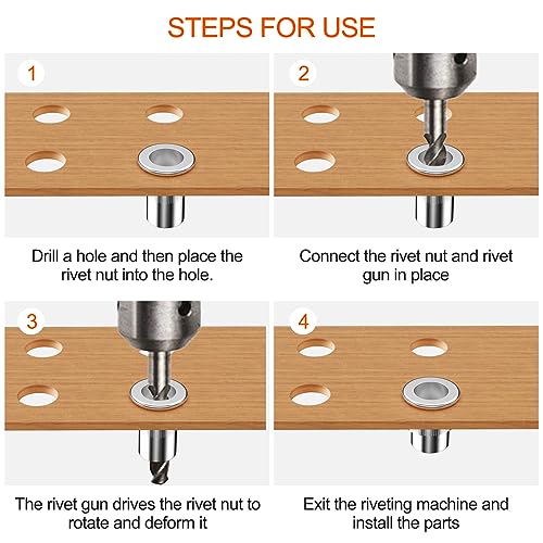 Mesybveo 100 Stück M6 Nietmuttern, Blindnietmuttern aus Edelstahl, Gewinde Rivet Nutsert Flachkopf, Einnietmuttern mit Gewinde, Robust Gewindenieten Senkkopf Für Metall und Kunststoffplatten