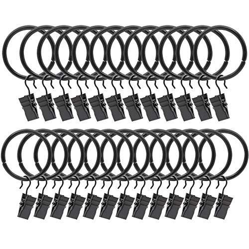 Jeemiter 25 Pcs Rings Curtain Clips with Rings Rustproof Drapery Rings on Rod Strong Metal Decorative Drapery Window Curtain Ring with Clip Black Jeemiter 25 Pcs Rings Curtain Clips with Rings Rustproof Drapery Rings on Rod Strong Metal Decorative Drapery Window Curtain Ring with Clip Black