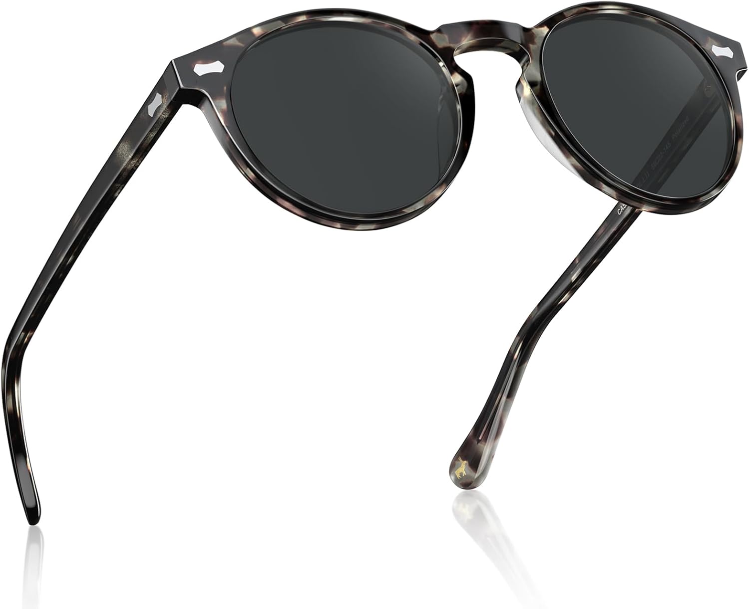 CARFIA Retro Polarized Sunglasses for Men UV400 Protection Handmade Acetate Round Frame CA5288L