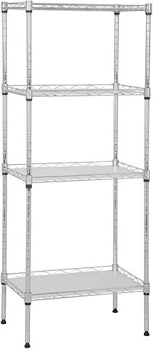 Miniatura 8 de Estantería de metal resistente de 4 niveles con capacidad de 600 libras con 4 hojas de polipropileno, estante de alambre ajustable de 18 x 12 x 44