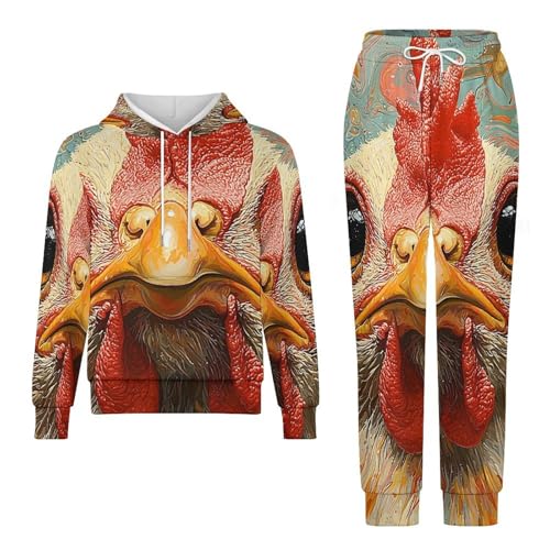 Boys Girls Hoodie Pants Hooded Sweatshirt Sweatpant 2 Piece Clothing Set, Chicken Psychedelic Abstract4