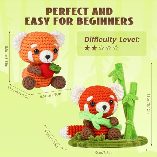 Image of MOREJMTT Crochet Kit for Beginners, Crochet Animal Kits, Crocheting Kit for Starters, Learn to Crochet with Step-by-Step Video Tutorials, Beginner Crochet Kit for Adults(Panda)