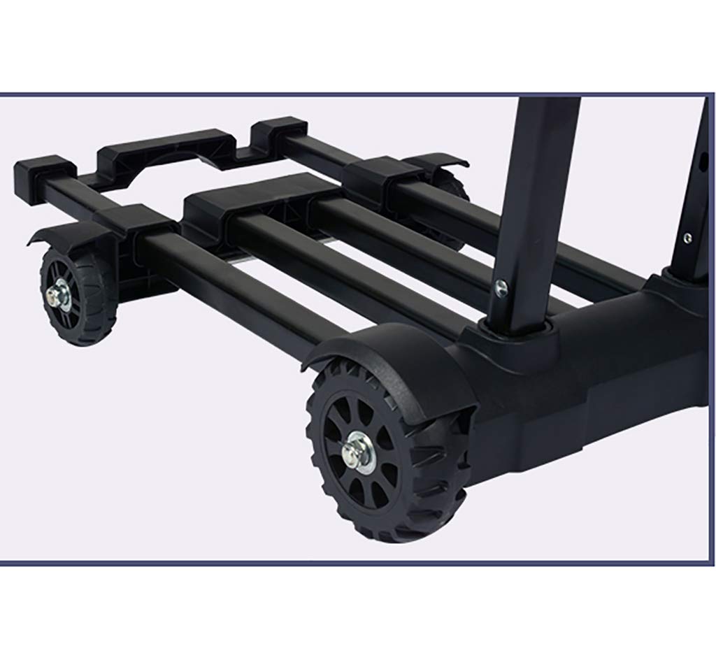 Carrelli a Mano Carrello Pieghevole Carrello Portatile con 4 Ruote 2 Corde Bagaglio Piatto con carrelli in Acciaio Inossidabile Teleless