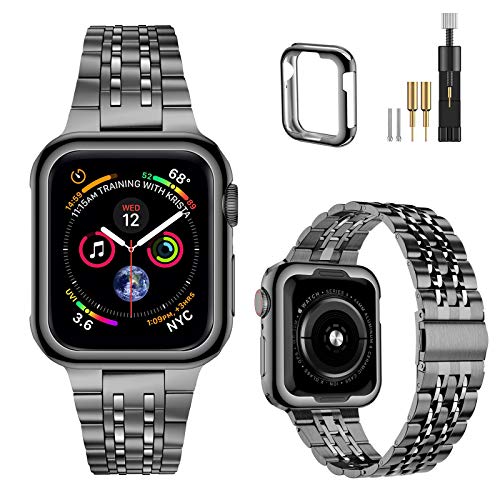 MioHHR Compatible with Apple Watch Band 38mm 40mm, Solid Stainless Steel Metal Strap Band for iWatch...