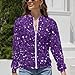 KAOEOSI Dark Purple Glitter Women's Zipper Jacket Long Sleeve Sweatshirts Lightweight Outerwear with Pocket XL