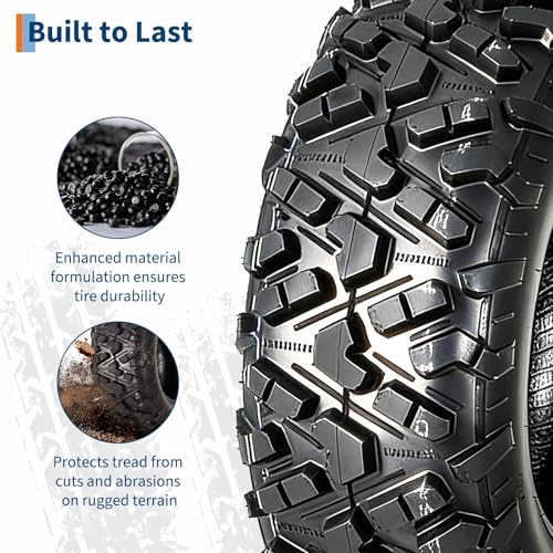 Image of GarveeTech ATV /UTV Tires, Set of 4-23x7-10 Front & 22x10-10 Rear All-Terrain Tires, 4-Ply Tubeless, for Off-Road, Mud, Dirt and Trails,A102