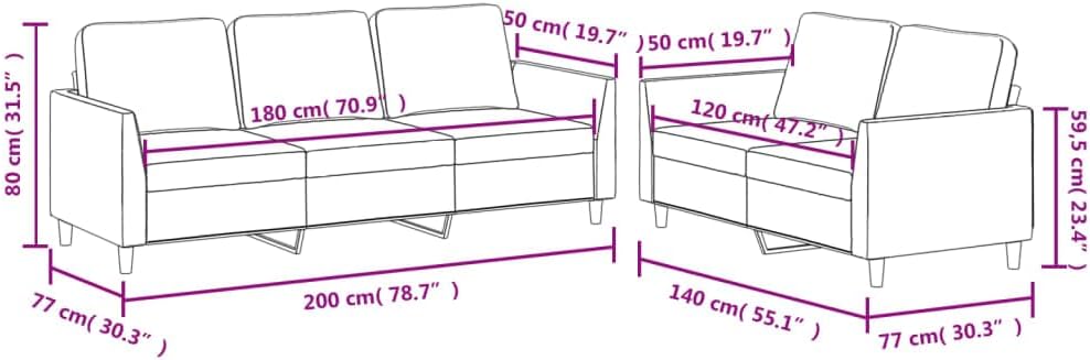 Sofa Set Black Faux Leather Living Room Furniture