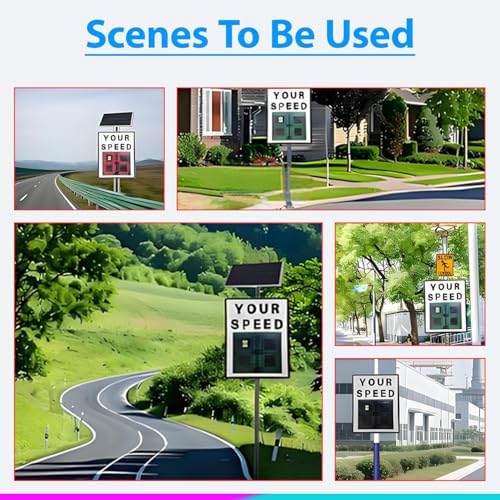 Solar Powered Speed Limit Sign, Radar Traffic Feedback Board, Remote Control Adjustable, IP65 Waterproof, 24x35in Safety Alert for Drivers, Yellow Road Warning Sign