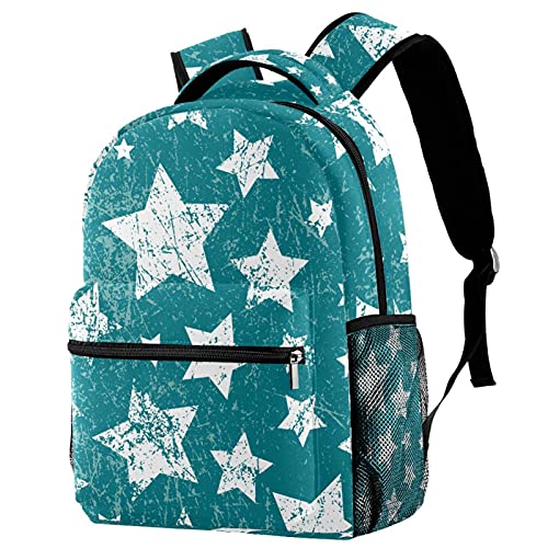Sac à dos de voyage enfant avec porte-gourde et motif étoiles rétro vert