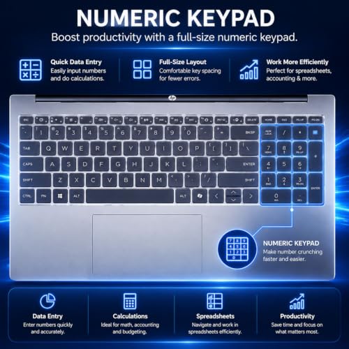 Image of HP 15.6 inch Touchscreen Laptop, 10-Core Intel Core 7 150U, 16GB RAM, 1TB SSD, FHD IPS Display, Privacy Camera, Numeric Keypad, Copilot AI Key, Wi-Fi 6, Windows 11