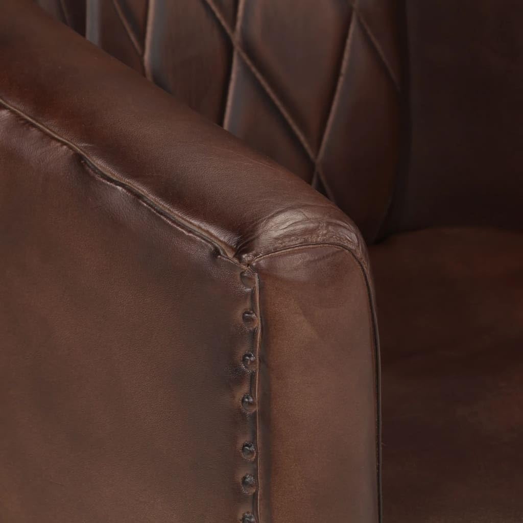 vidaXL Fauteuil Cabriolet, Chaise de Relaxation, Siège avec Accoudoirs Rembourrés, Canapé de Salon Salle de Séjour, Cuir Véritable Marron Foncé