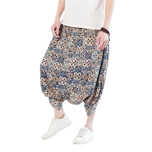 Pantalon hip hop homme ample rétro ivoire 3XL à jambes larges