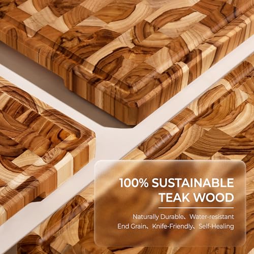 Tabla de Cortar de Madera de Teca End Grain 14 pulgadas miniatura 3