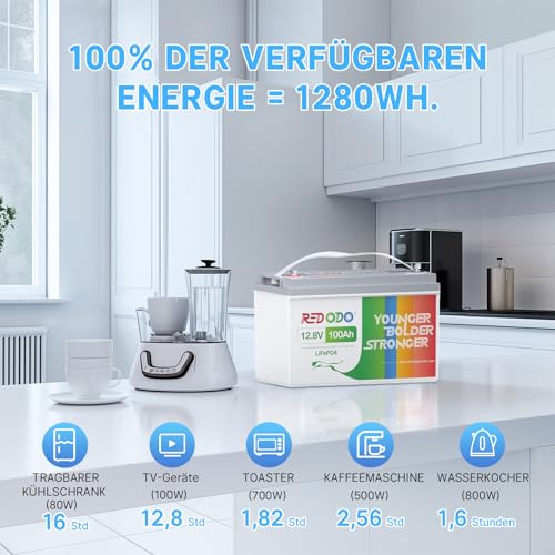 Redodo 12V100AH 12V 100Ah Lifepo4 Battery, Group 31 Lithium Battery With 100A Bms, Up To 15000 Deep Cycles Battery For Rv thumb #3