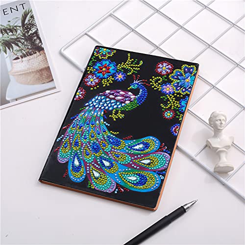 Miniatura 3 de Kits de cuadernos de pintura de diamante 5D, hermosa cubierta de diario de pavo real, cuaderno de bocetos con forma especial, arte de diamantes para