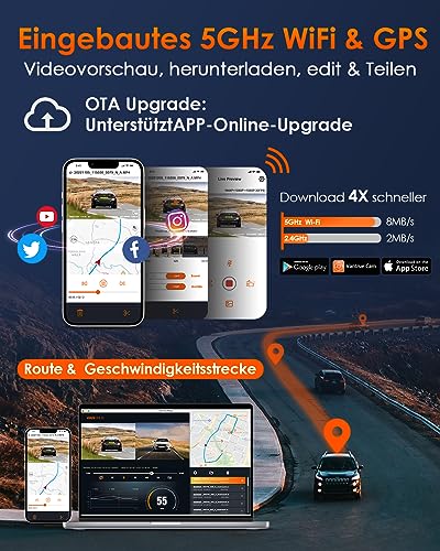 Dashcam 4K Vantrue E3 mit 3 Linsen und 5 GHz WiFi