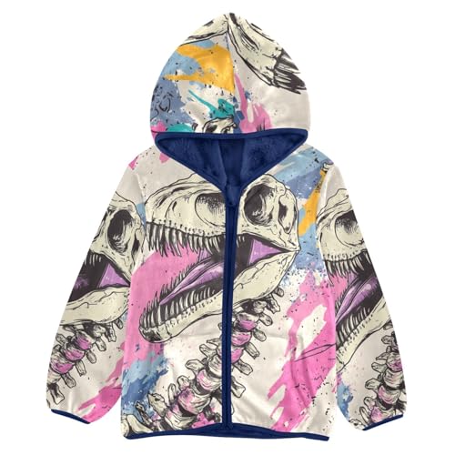 Graffiti Dinosaurs Skeleton Girls Fleece Jacket Girls Fall Jacket Girls Zip Up Hoodie Girls Sherpa Jacket 2-10T