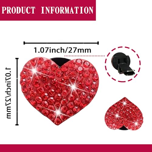 4 Pcs Bling Heart Air Vent Clips, Crystal Diamond Heart Air Fresheners Vent Clips; Cute Car Vent Decoration Accessories For Women Girls(Red)