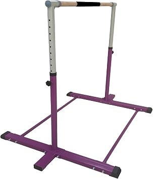 Gymnastics Bar Kip Bar for Kids with 6'x4' Tumble Gymnastics Mat Set, Adjustable Height 3 to 5 FT Horizontal Bar Professional Junior Gymnast Gymnastic Bar Expandable Asymmetric Bar Purple