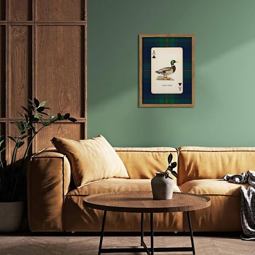 Framed Vintage Mallard Duck Wall Art, Country Lucky Duck Wildlife Poker Wall Decor Painting, Nature Rustic Farmhouse Hunting Canvas Prints Pictures for Living Room Bedroom 16x24 Inch by WLHARTT - Used condition - US$31.99