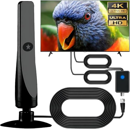Rewave DVBT2 Antenna Freeview Universal Indoor Digital TV Antenna with Strong Signal 50+ Miles Range 4K 1080P Indoor Smart TV Antenna