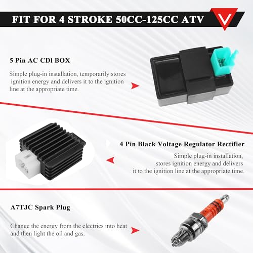 Image of PRO BAT 110cc ATV Electrical Wiring Harness Complete Assembly Kit Starter | for 50cc 70cc 90cc 110cc 125cc Chinese ATV Go Kart Taotao with Solenoid Relay Ignition Coil Stator Voltage Regulator CDI